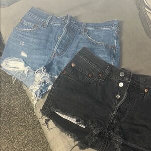 Levi's Blue & Black Distressed Cutoff Jean Shorts Duo